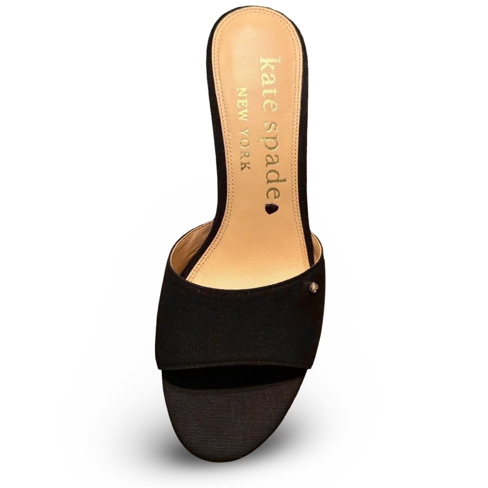 Kate Spade Meena Black Canvas Bamboo Wedge Slide Sandals K8294-1 Sz 7.5 B - Picture 10 of 13